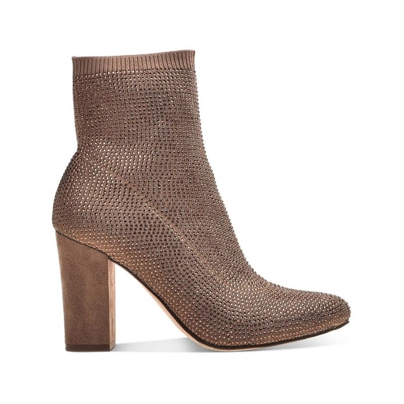 Wild Pair Womens Baybe Rhinestone Block Heel Ankle Boots - Picture 2 of 6